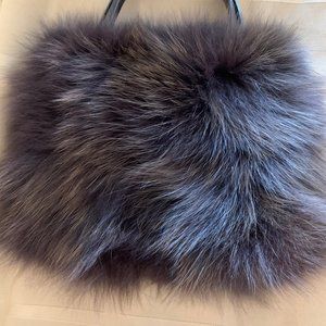 MAURIZIO TAIUTI BROWN FOX FUR HANDBAG